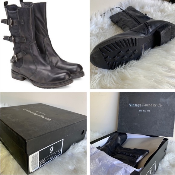 Nordstrom Shoes - Vintage Foundry leather moto boots black 9